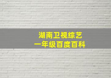 湖南卫视综艺一年级百度百科