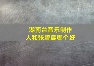 湖南台音乐制作人和张碧晨哪个好