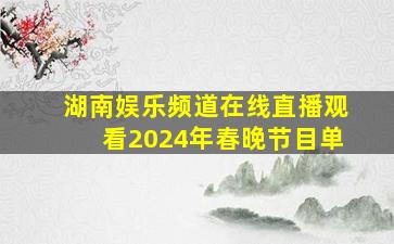 湖南娱乐频道在线直播观看2024年春晚节目单