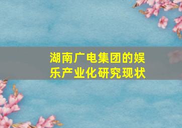 湖南广电集团的娱乐产业化研究现状