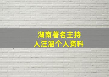 湖南著名主持人汪涵个人资料