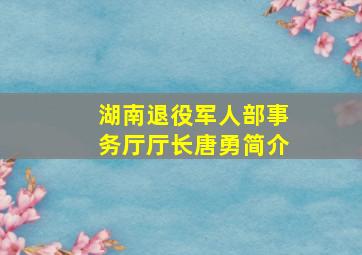 湖南退役军人部事务厅厅长唐勇简介