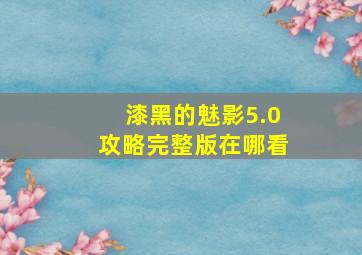 漆黑的魅影5.0攻略完整版在哪看