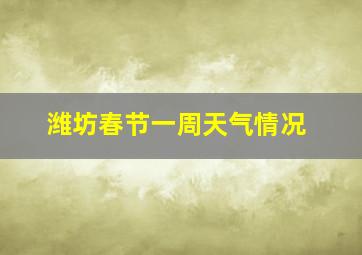 潍坊春节一周天气情况