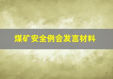 煤矿安全例会发言材料