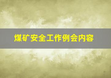 煤矿安全工作例会内容