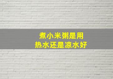 煮小米粥是用热水还是凉水好