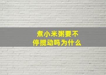 煮小米粥要不停搅动吗为什么