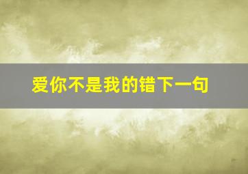 爱你不是我的错下一句