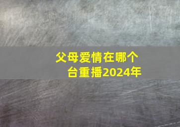 父母爱情在哪个台重播2024年