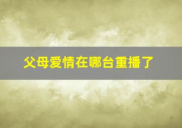 父母爱情在哪台重播了