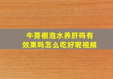 牛蒡根泡水养肝吗有效果吗怎么吃好呢视频