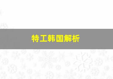 特工韩国解析