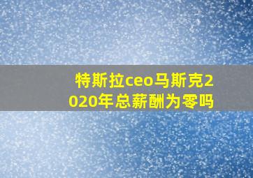 特斯拉ceo马斯克2020年总薪酬为零吗