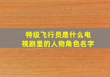 特级飞行员是什么电视剧里的人物角色名字