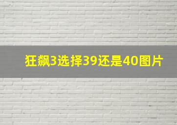 狂飙3选择39还是40图片