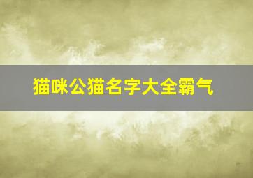 猫咪公猫名字大全霸气