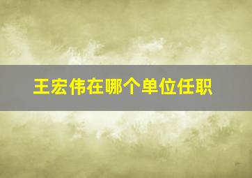 王宏伟在哪个单位任职