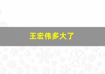 王宏伟多大了