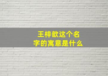 王梓歆这个名字的寓意是什么