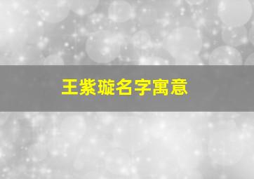 王紫璇名字寓意