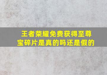 王者荣耀免费获得至尊宝碎片是真的吗还是假的