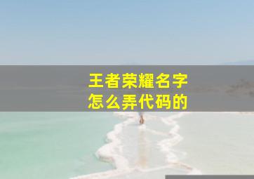 王者荣耀名字怎么弄代码的