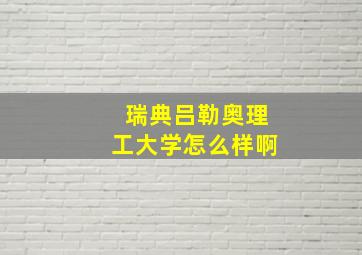 瑞典吕勒奥理工大学怎么样啊