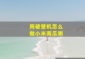 用破壁机怎么做小米南瓜粥