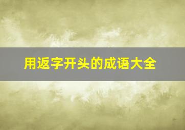 用返字开头的成语大全