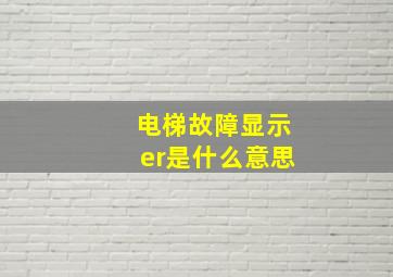 电梯故障显示er是什么意思