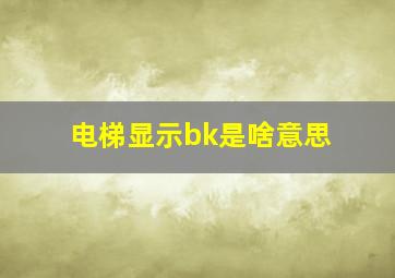 电梯显示bk是啥意思