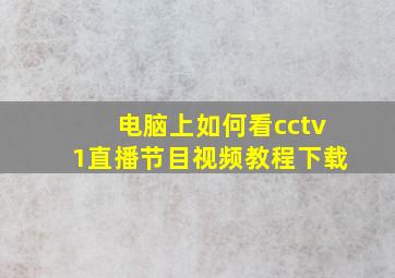 电脑上如何看cctv1直播节目视频教程下载