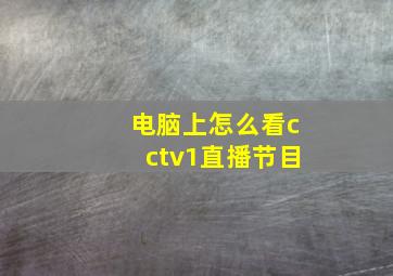 电脑上怎么看cctv1直播节目