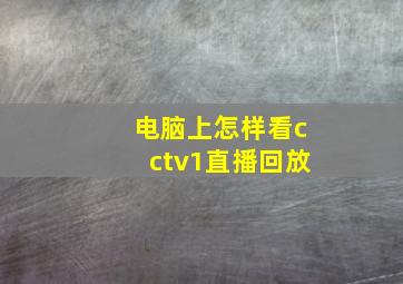 电脑上怎样看cctv1直播回放