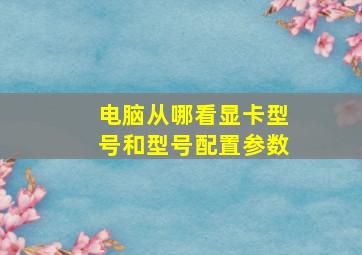 电脑从哪看显卡型号和型号配置参数