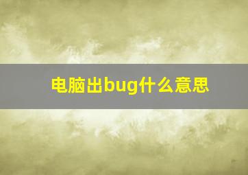 电脑出bug什么意思