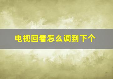 电视回看怎么调到下个