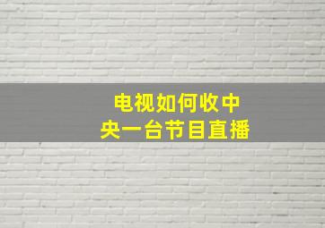 电视如何收中央一台节目直播