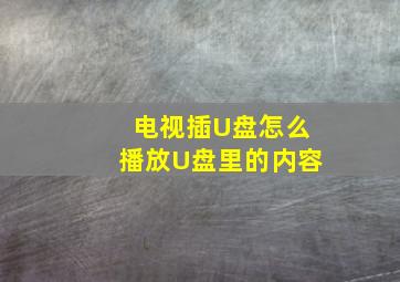 电视插U盘怎么播放U盘里的内容