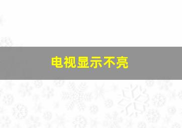 电视显示不亮