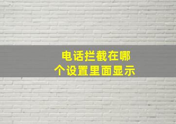 电话拦截在哪个设置里面显示