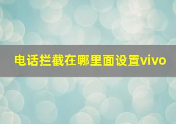 电话拦截在哪里面设置vivo