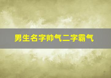 男生名字帅气二字霸气