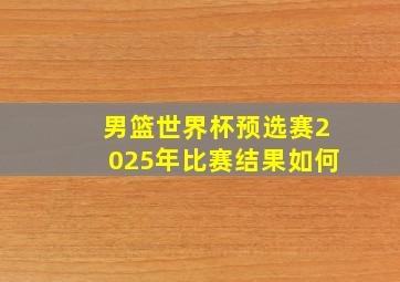 男篮世界杯预选赛2025年比赛结果如何