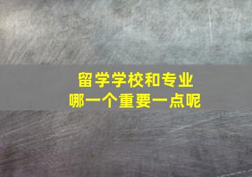 留学学校和专业哪一个重要一点呢