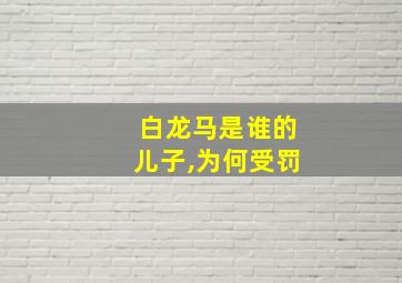 白龙马是谁的儿子,为何受罚