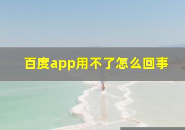 百度app用不了怎么回事