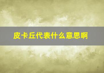 皮卡丘代表什么意思啊