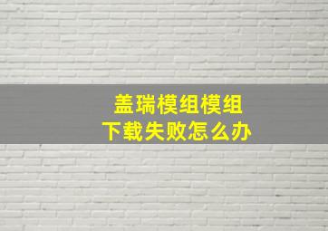 盖瑞模组模组下载失败怎么办